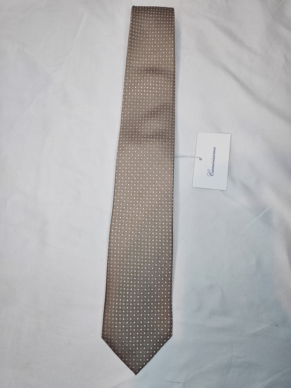 CamicissimaMen’s Taupe Dot Silk Tie